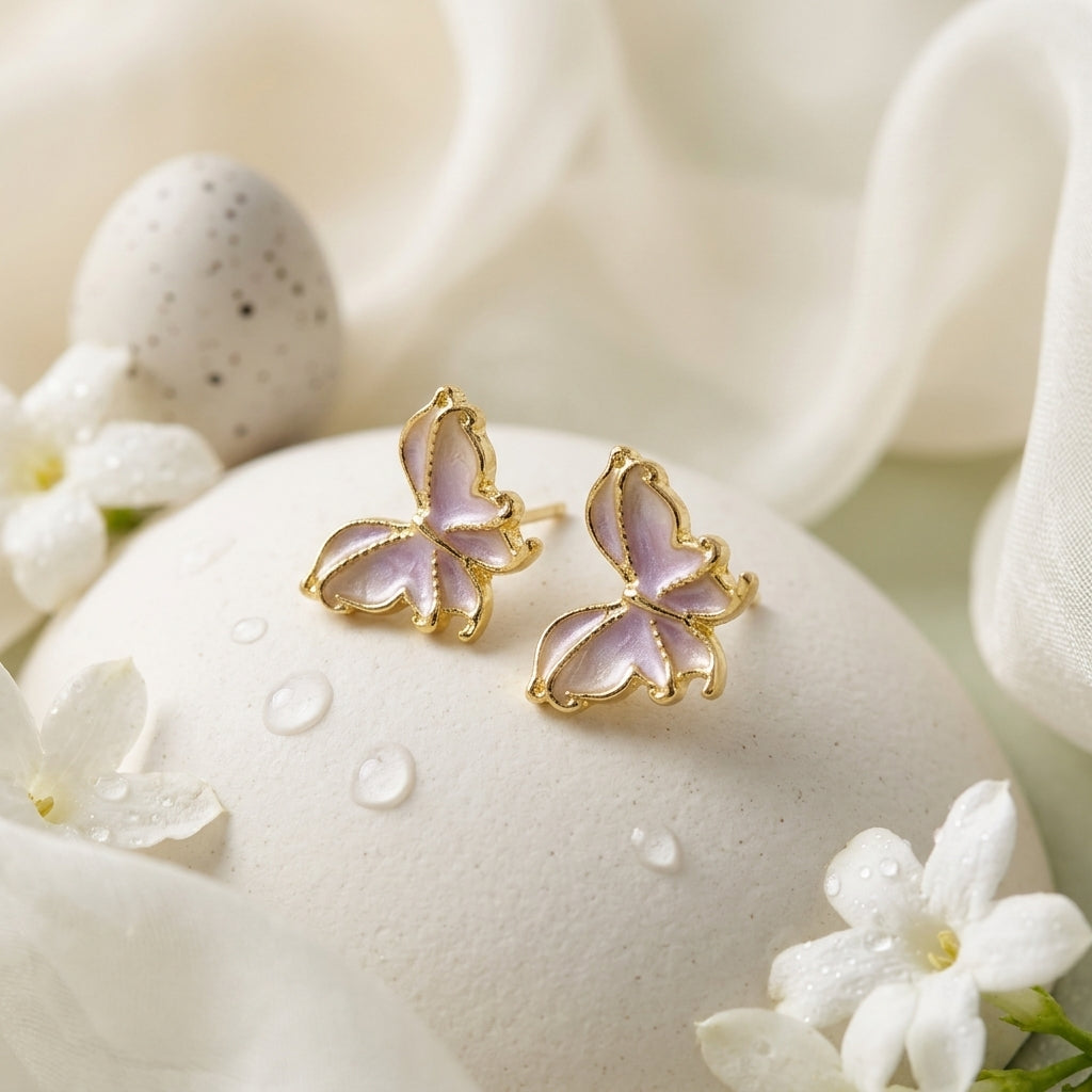 Enamel Butterfly Stud Earrings