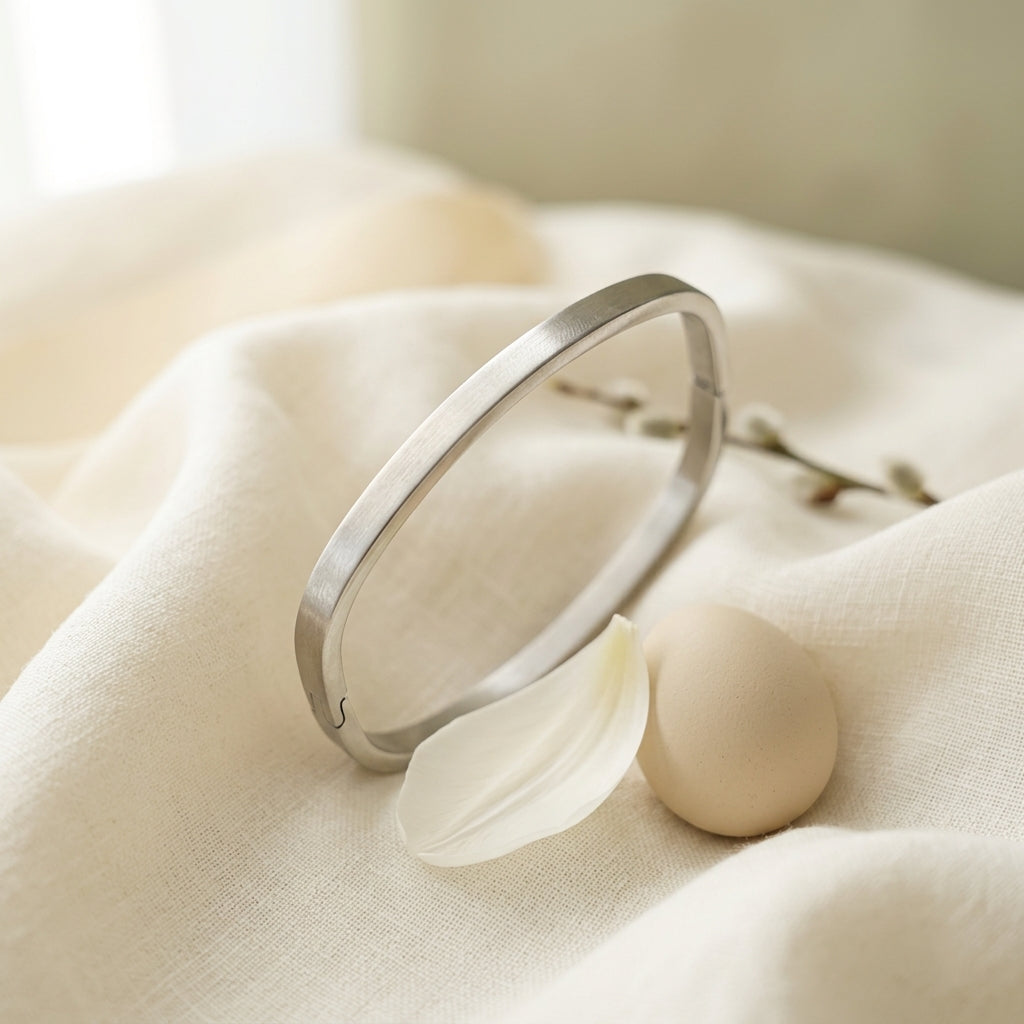 Minimalist Silver Square Bangle