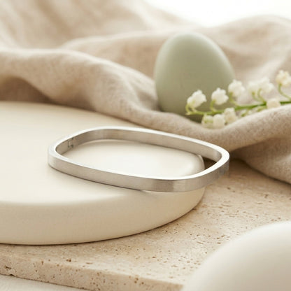 Minimalist Silver Square Bangle