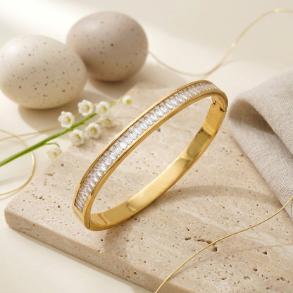 Radiant Crystal Gold Bangle