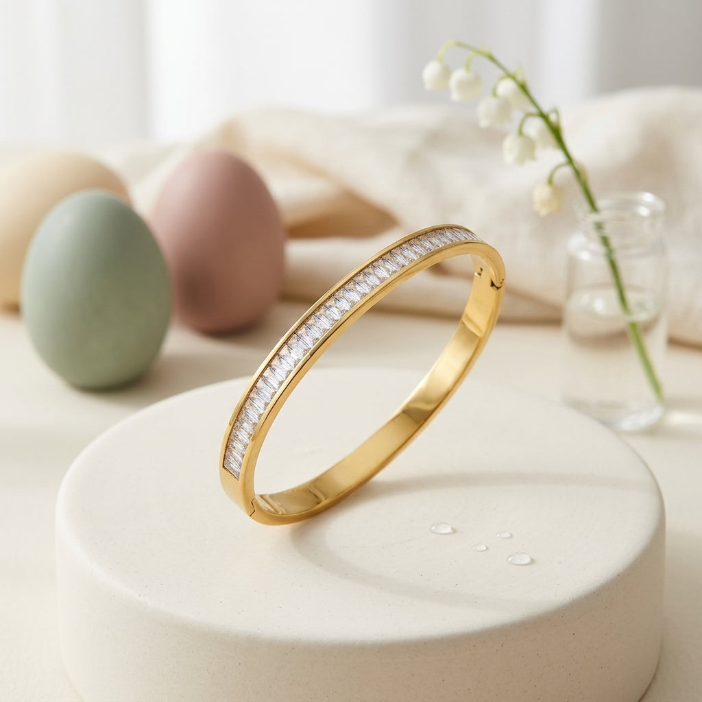 Radiant Crystal Gold Bangle
