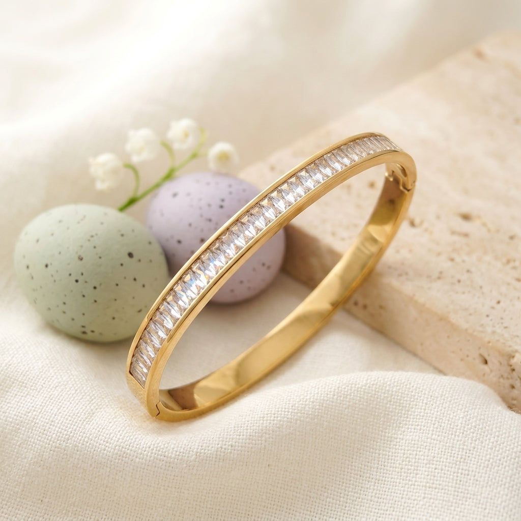 Radiant Crystal Gold Bangle