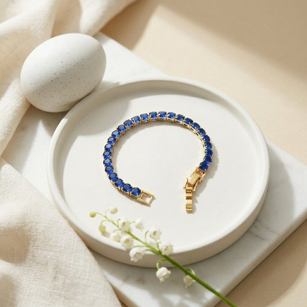 Blue Moissanite Tennis Bracelet