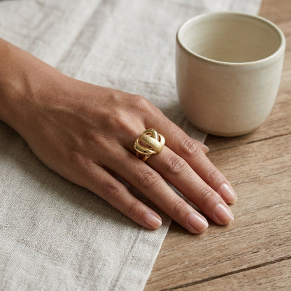 Luxe Knot Gold Statement Ring