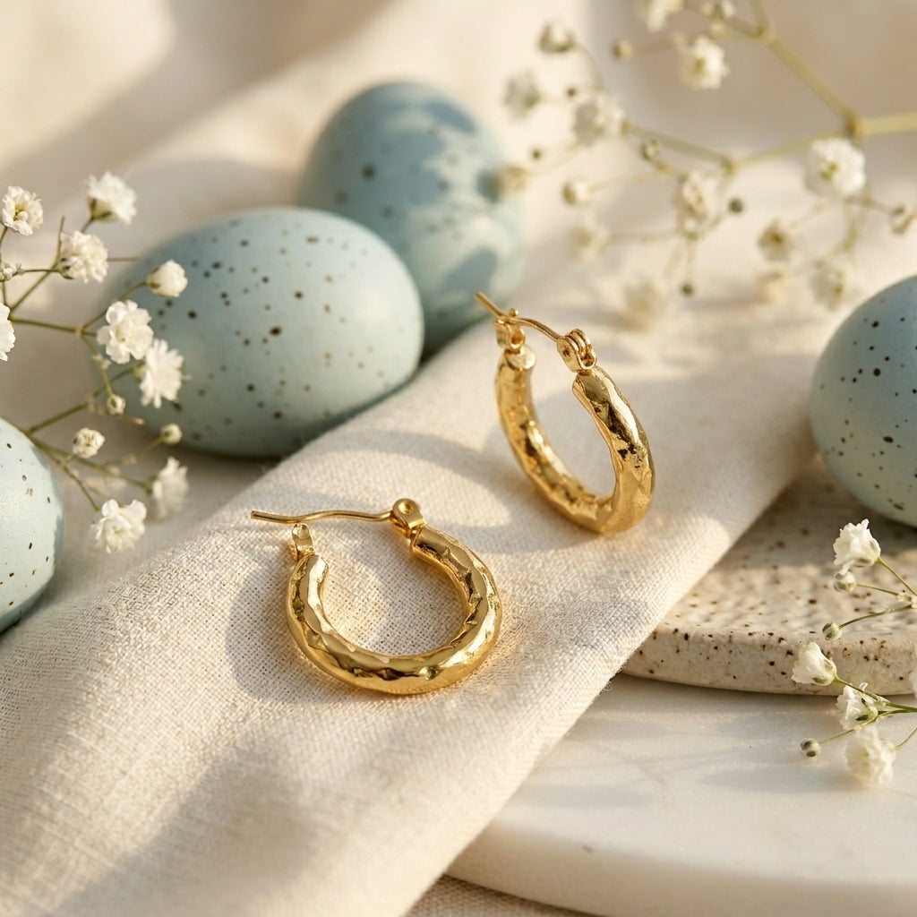 Textured Gold Hoop Earrings