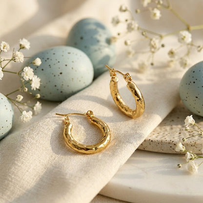 Textured Gold Hoop Earrings