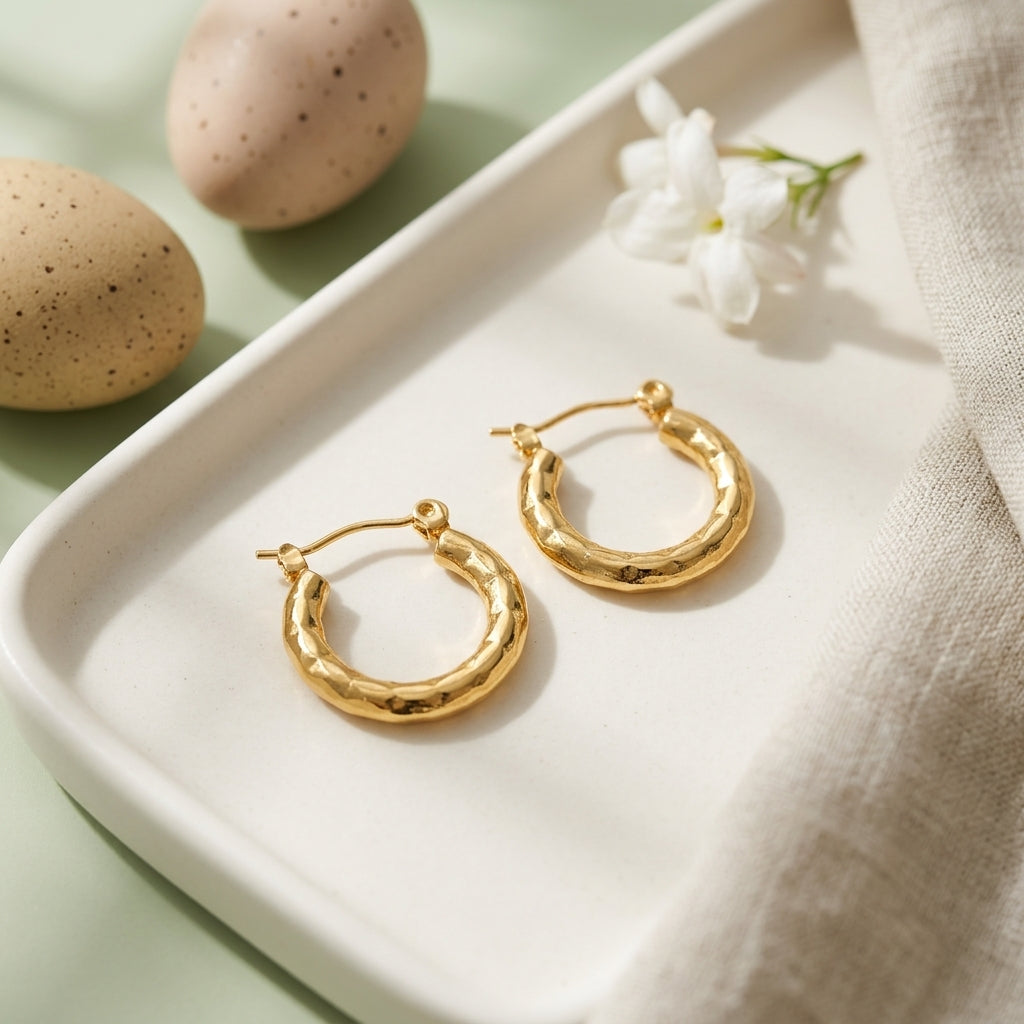 Textured Gold Hoop Earrings