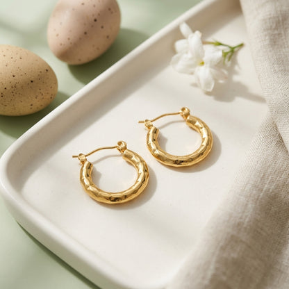 Textured Gold Hoop Earrings