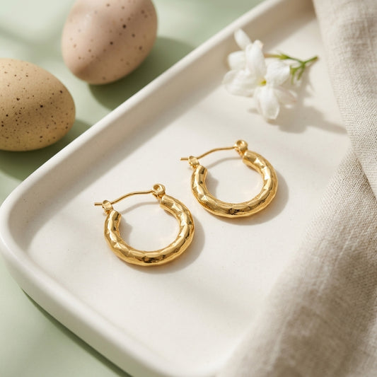 Textured Gold Hoop Earrings