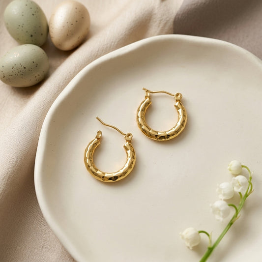 Textured Gold Hoop Earrings
