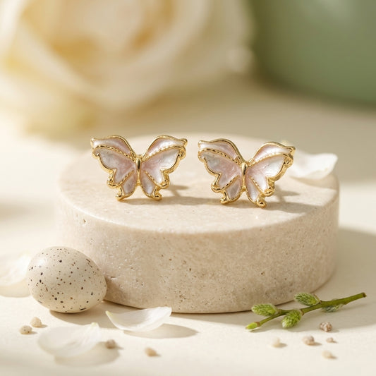 Enamel Butterfly Stud Earrings