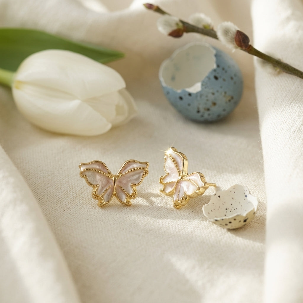 Enamel Butterfly Stud Earrings