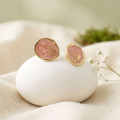 Botanical Enamel Stud Earrings