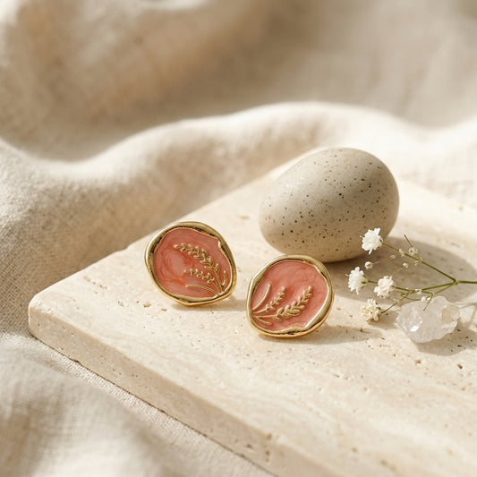 Botanical Enamel Stud Earrings