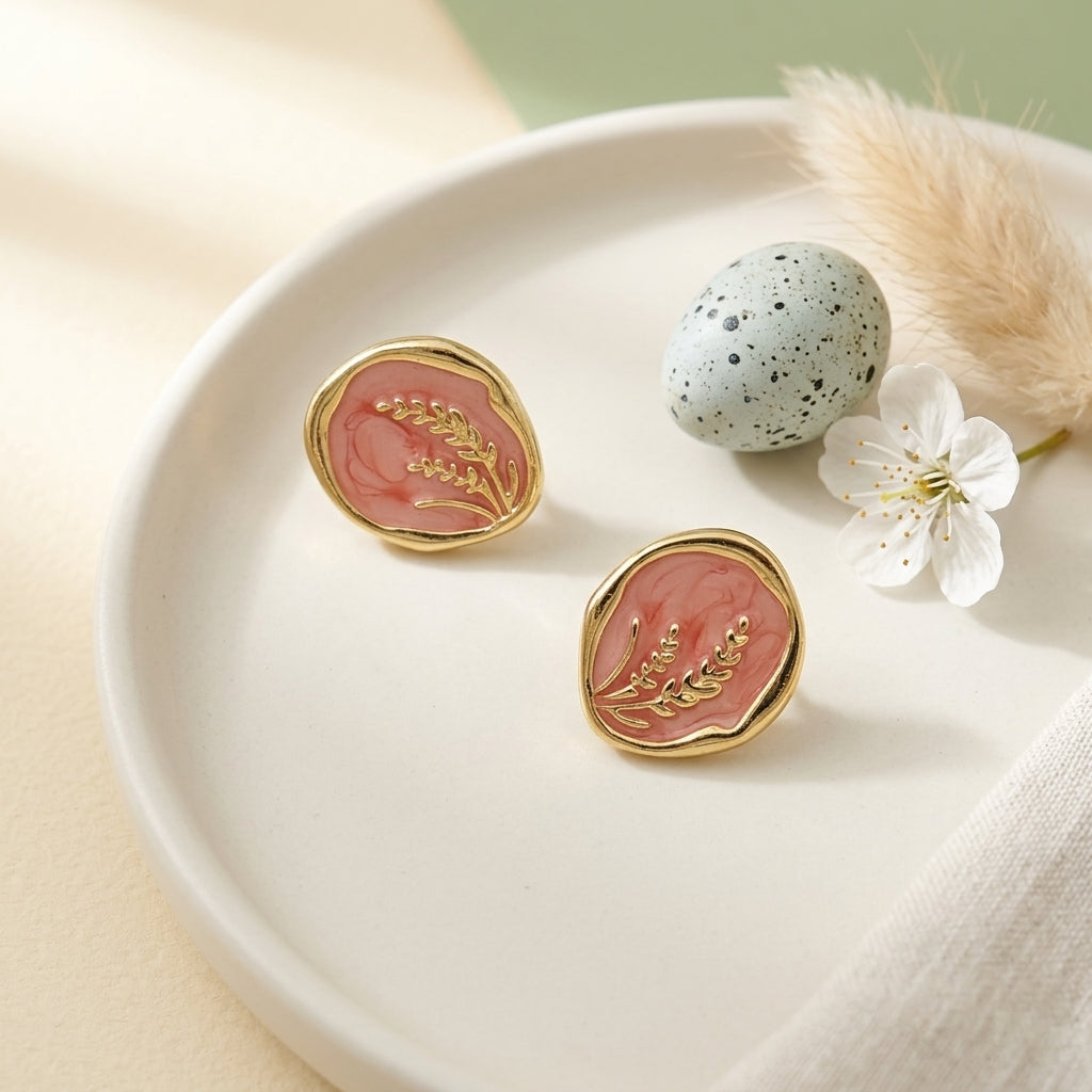 Botanical Enamel Stud Earrings