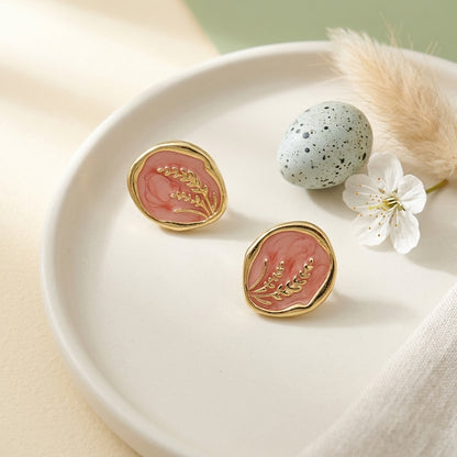 Botanical Enamel Stud Earrings