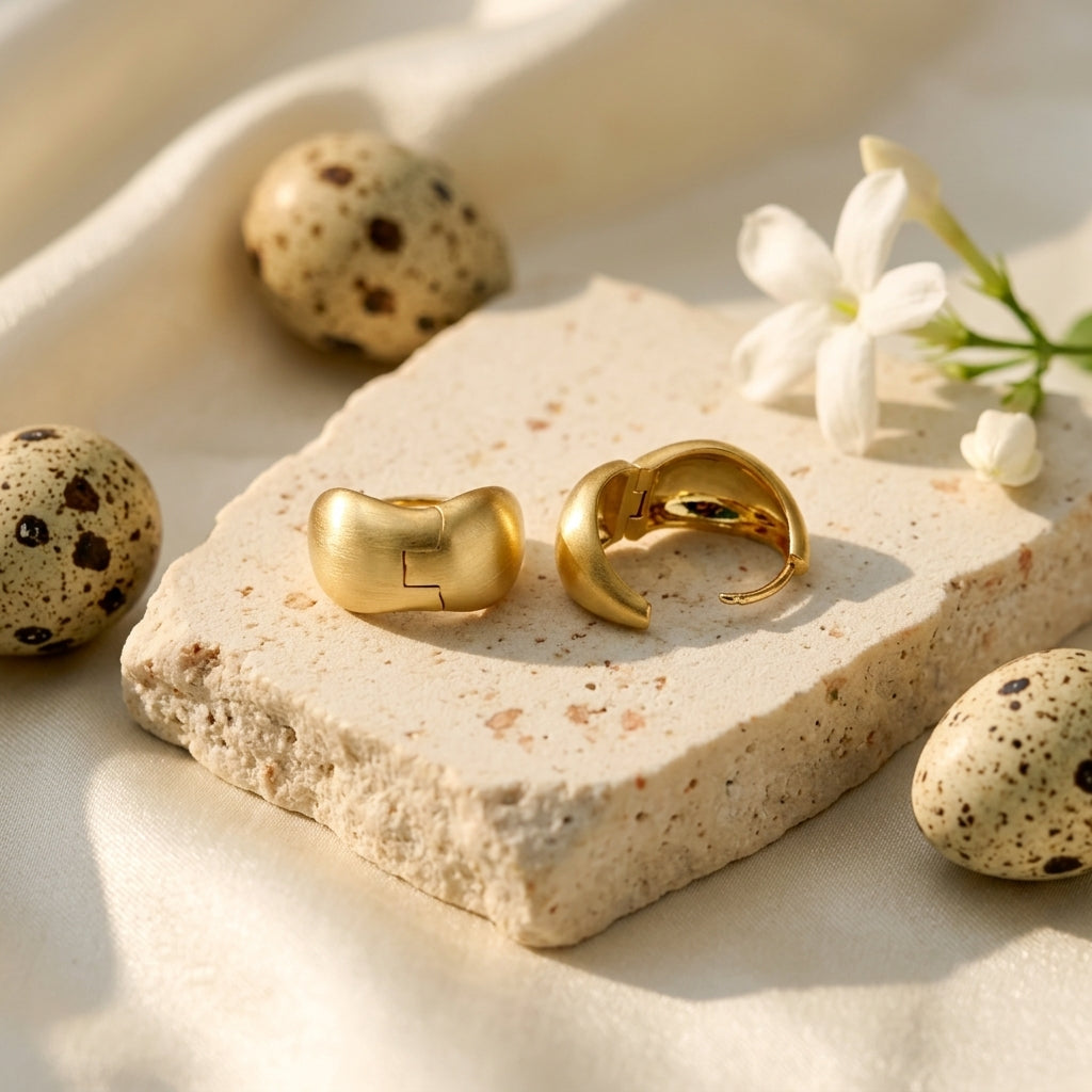 Gold Plated Chunky Huggie Earrings