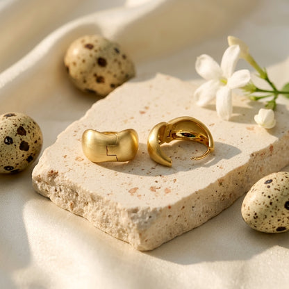 Gold Plated Chunky Huggie Earrings