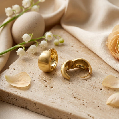 Gold Plated Chunky Huggie Earrings