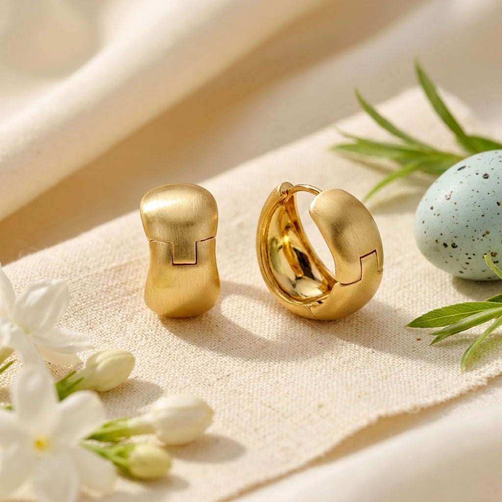 Gold Plated Chunky Huggie Earrings