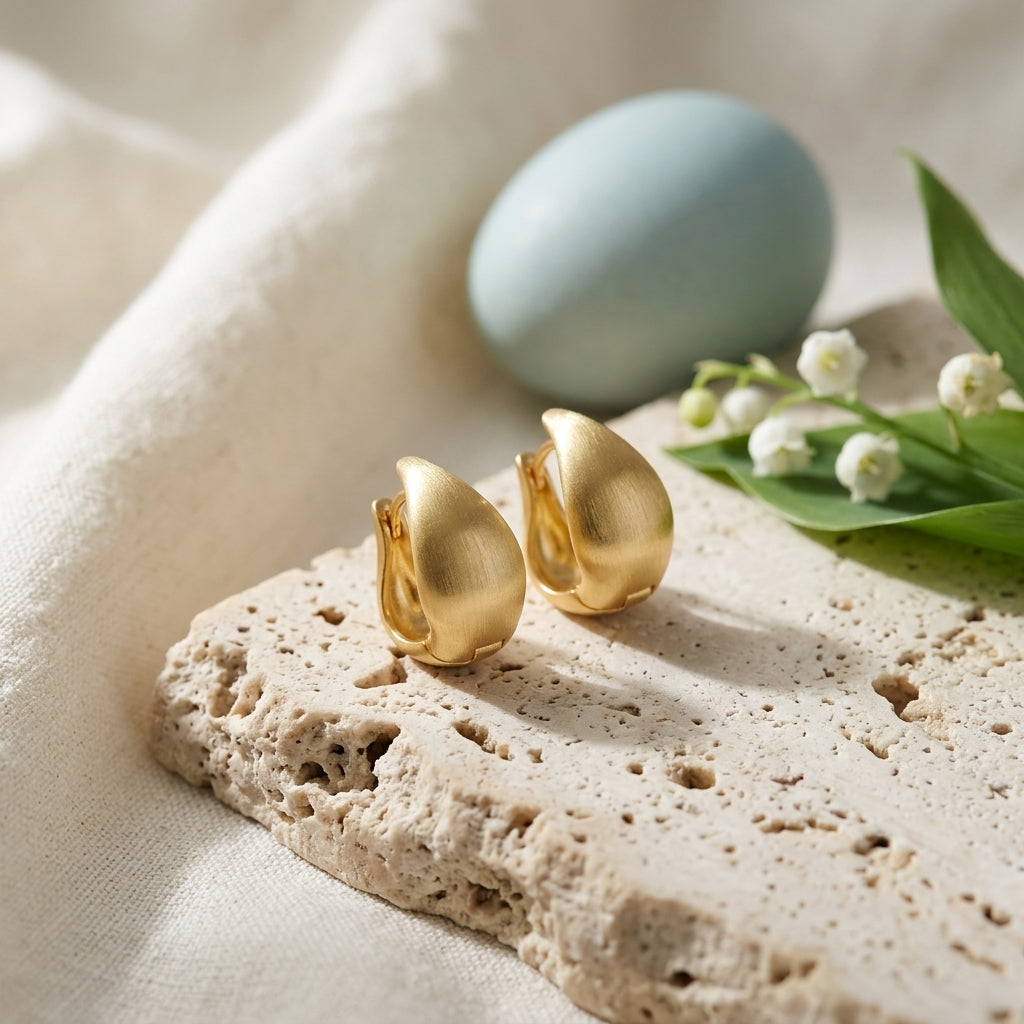 Gold Plated Chunky Huggie Earrings
