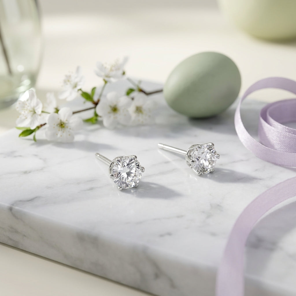 Classic Solitaire Crystal Stud Earrings