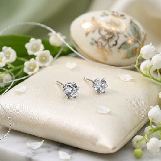Classic Solitaire Crystal Stud Earrings