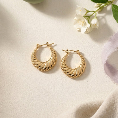Aurora Twist Gold Hoop Earrings