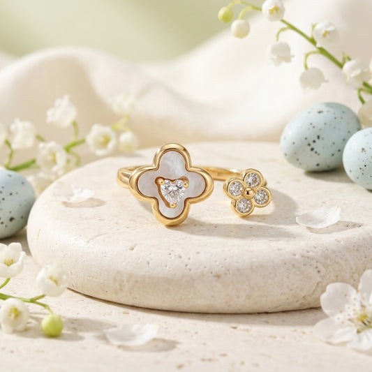 Moissanite Diamond Open Flower Ring