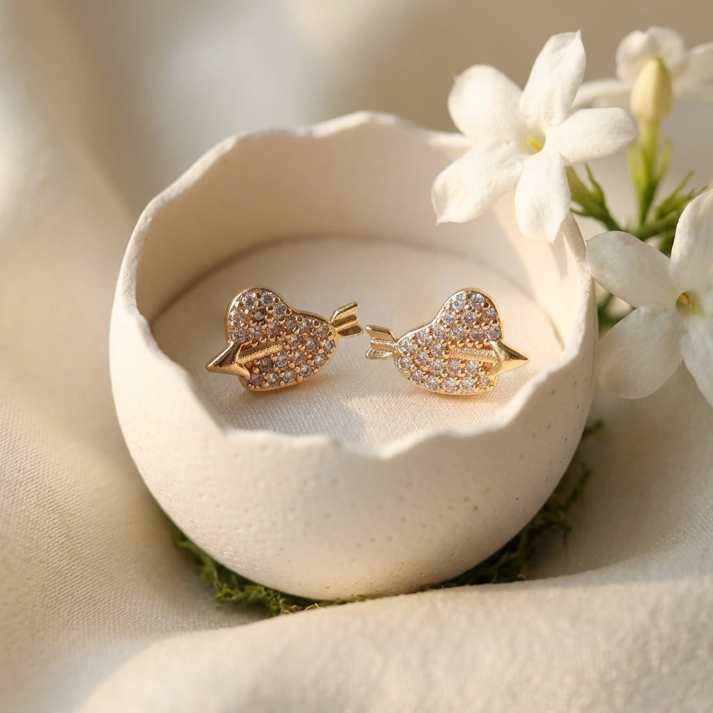 Cupid Heart Arrow Stud Earrings