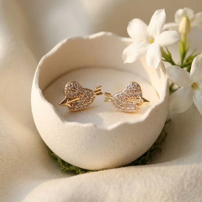 Cupid Heart Arrow Stud Earrings