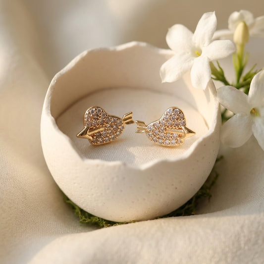 Cupid Heart Arrow Stud Earrings
