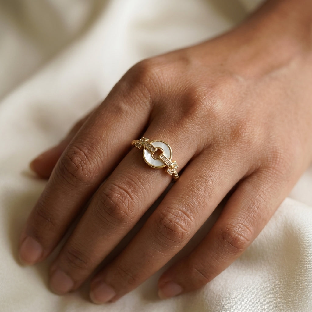 Celestial Pearl Link Ring