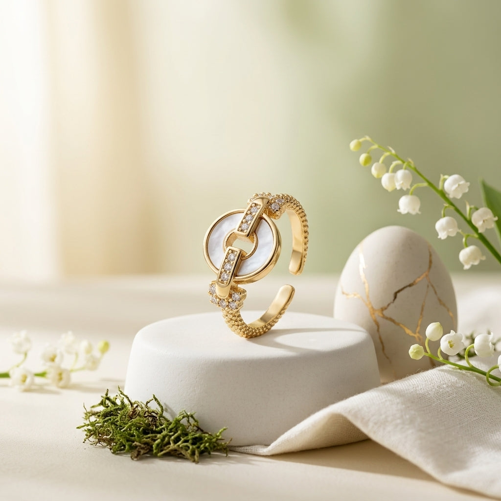 Celestial Pearl Link Ring