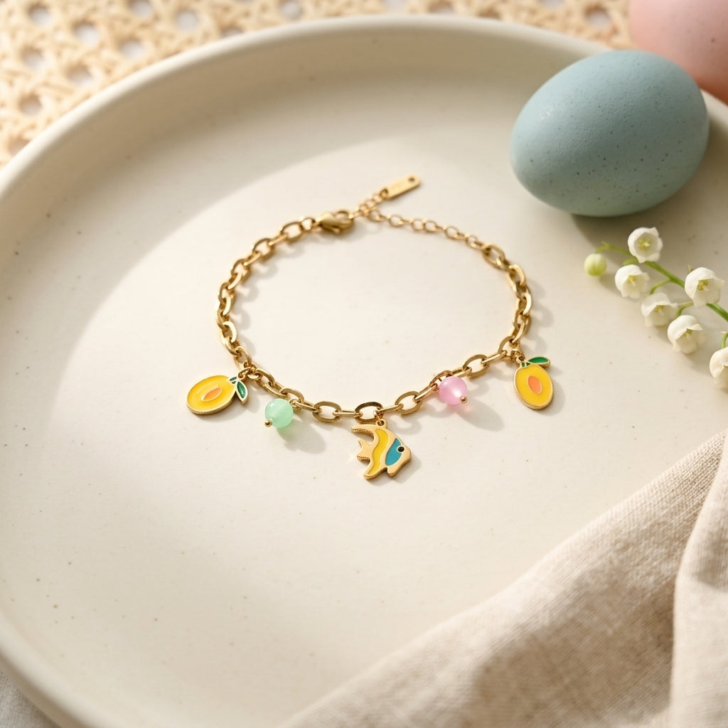 Tropical Mango & Fish Charm Bracelets