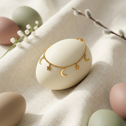 Celestial Moon & Star Charm Bracelet