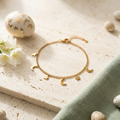 Celestial Moon & Star Charm Bracelet