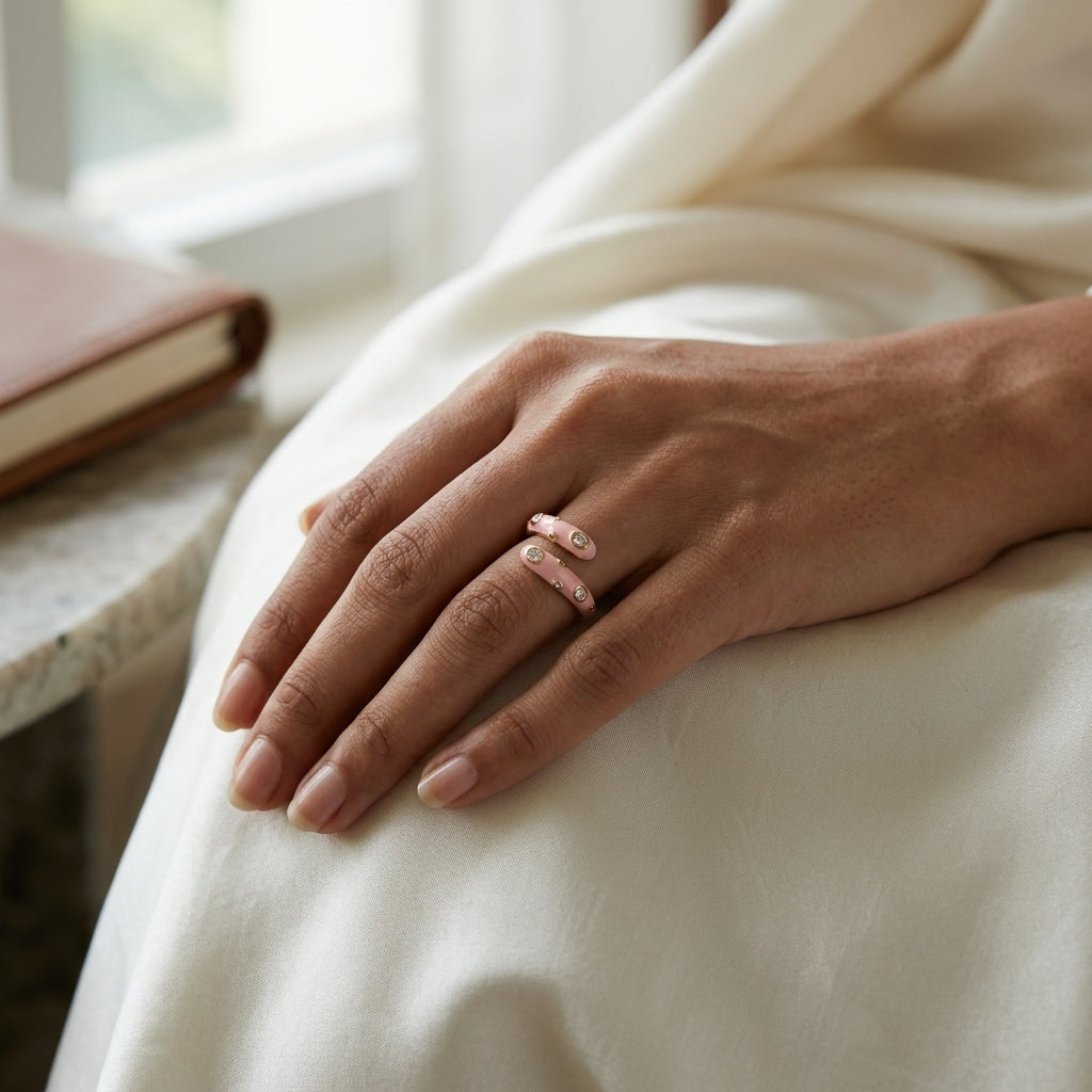 Blush Luxe Crystal Open Ring