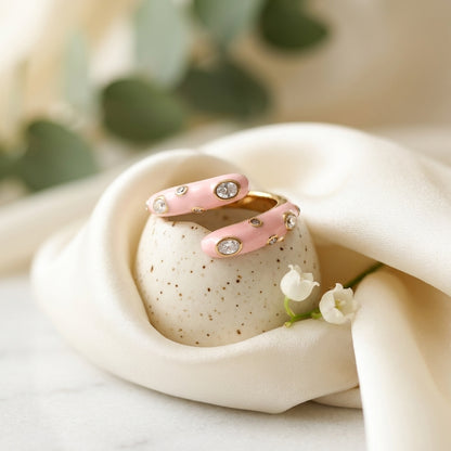 Blush Luxe Crystal Open Ring