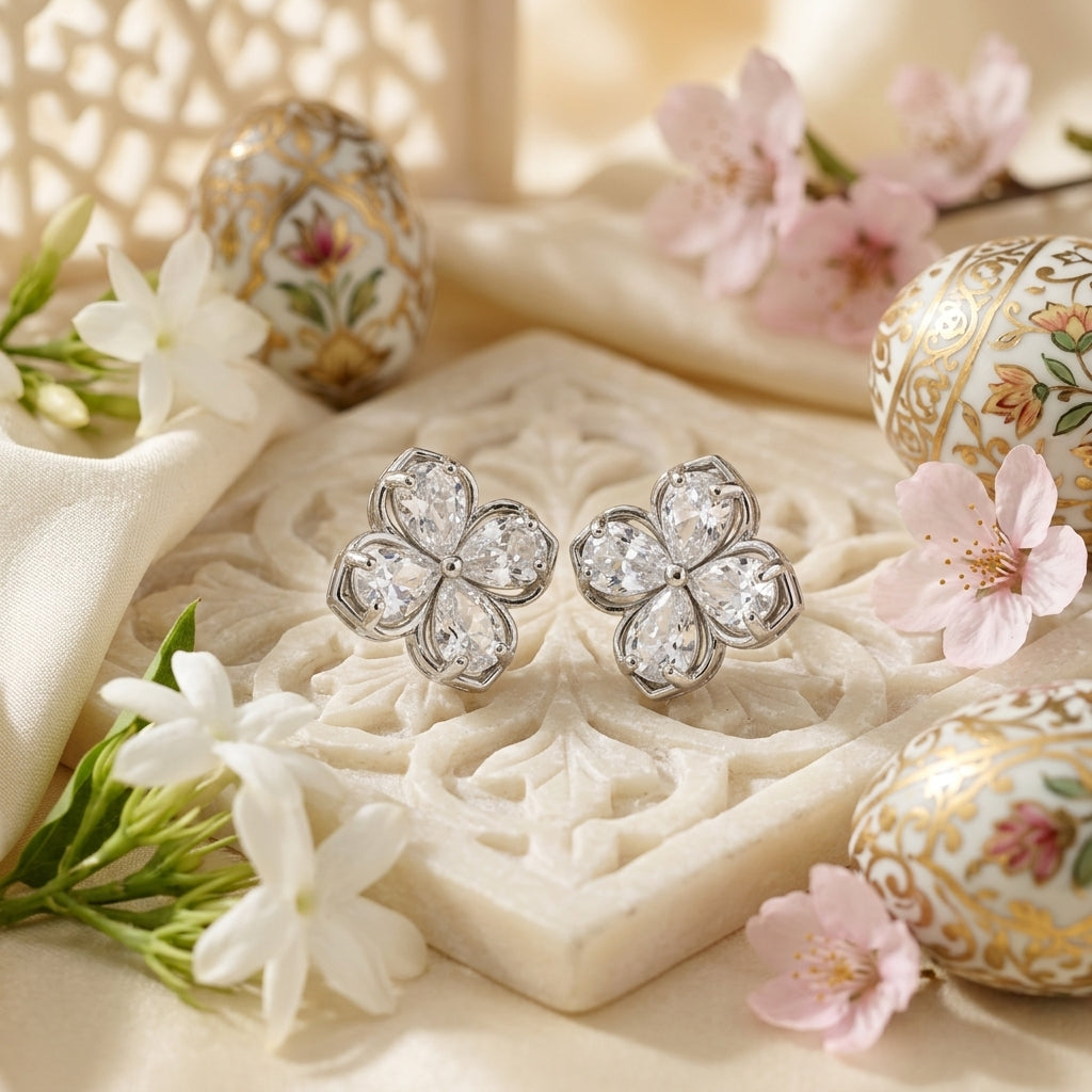 Crystal Blossom Stud Earrings