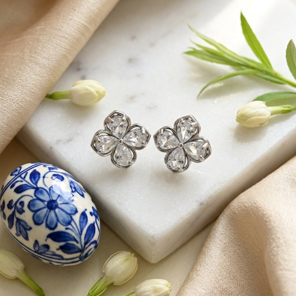 Crystal Blossom Stud Earrings