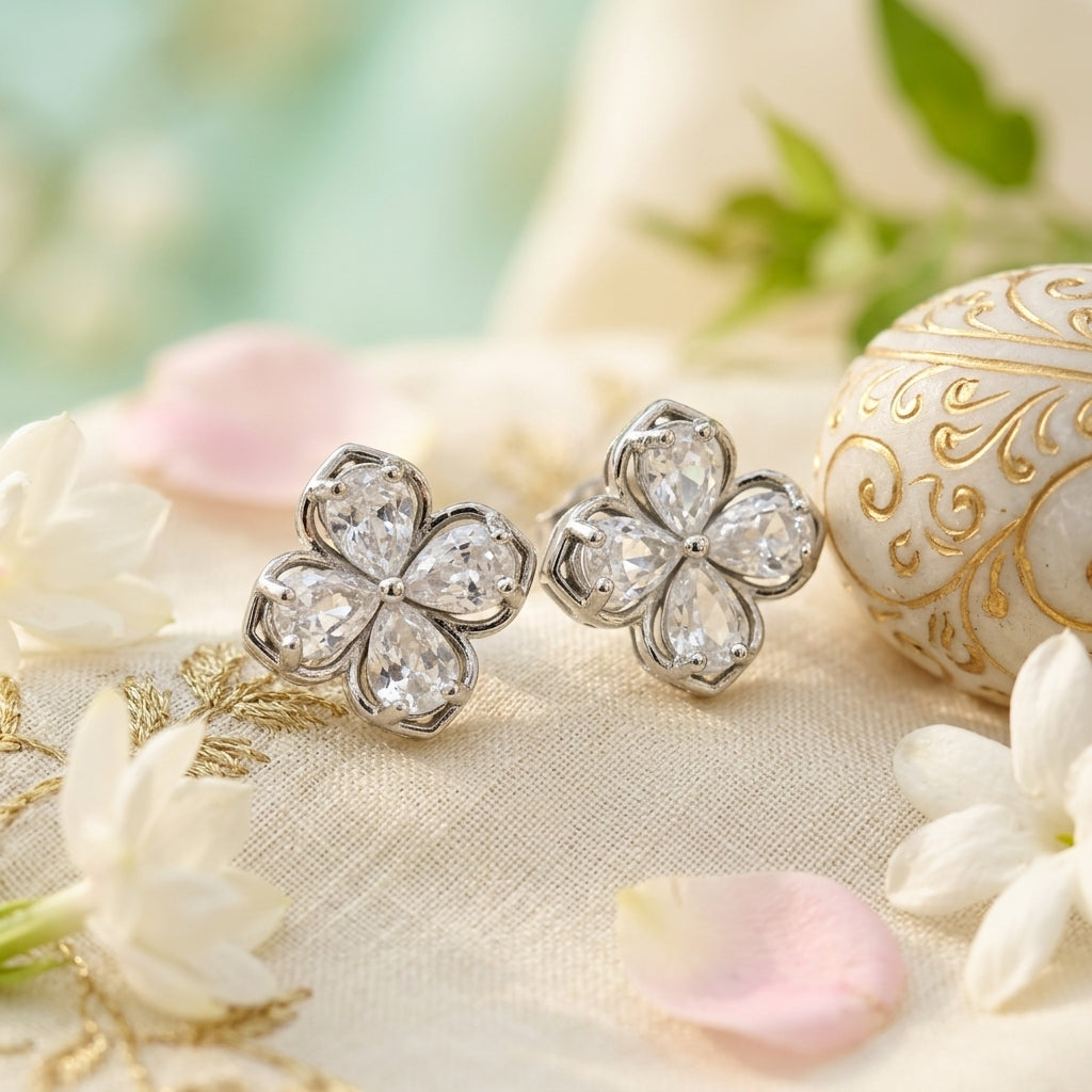 Crystal Blossom Stud Earrings