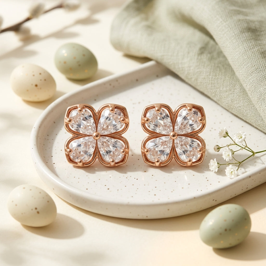 Crystal Blossom Stud Earrings