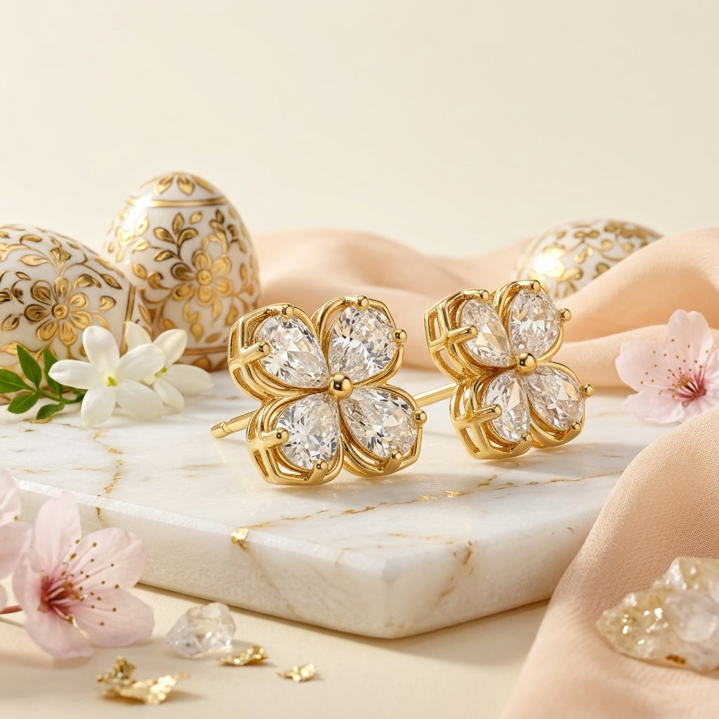 Crystal Blossom Stud Earrings
