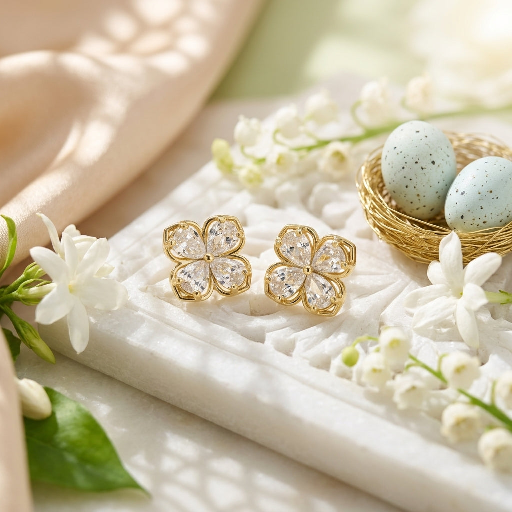 Crystal Blossom Stud Earrings