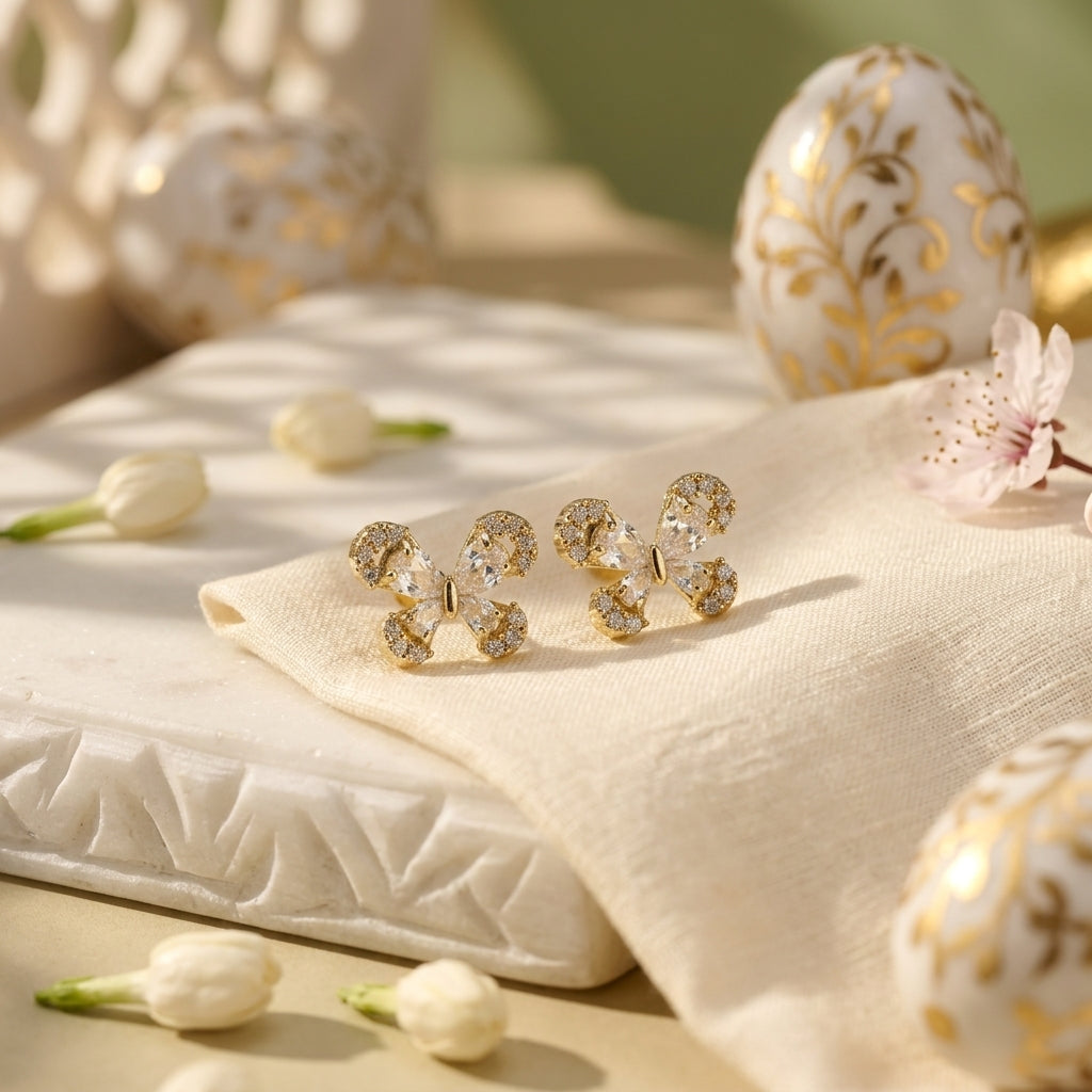 Crystal Butterfly Stud Earrings