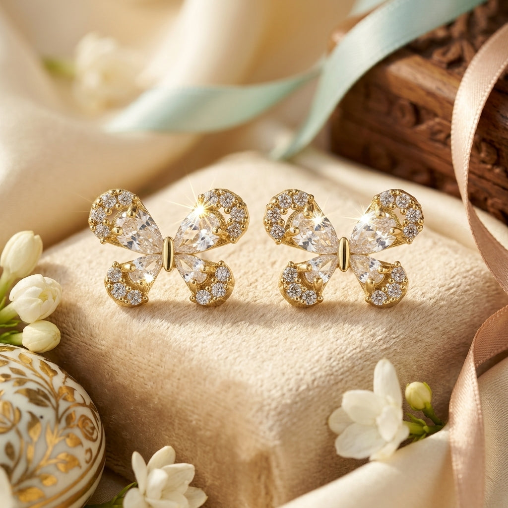 Crystal Butterfly Stud Earrings
