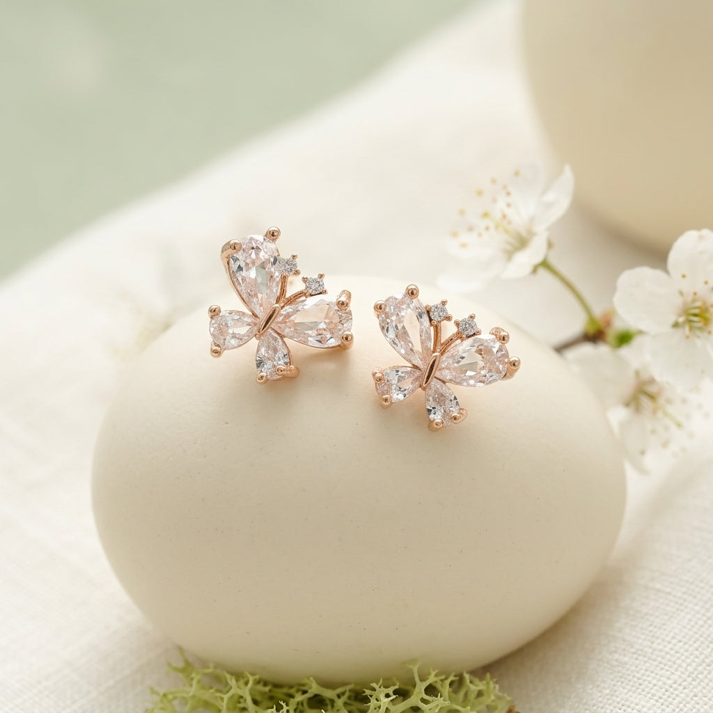 Blossom Spark Butterfly Stud Earrings