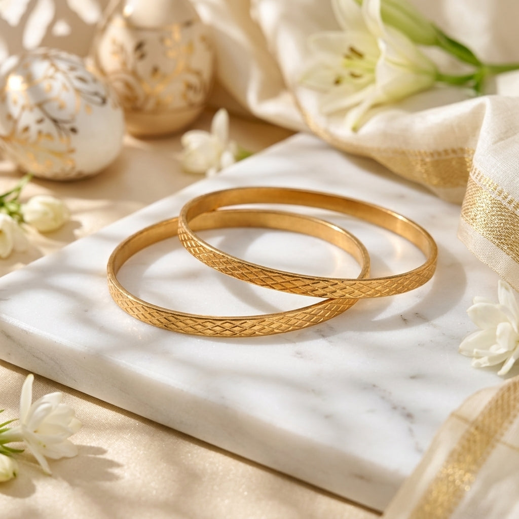 Classic Gold Texture Bangle Set