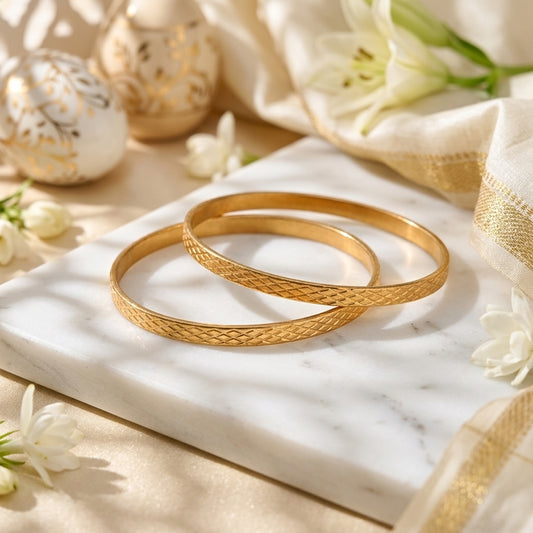 Classic Gold Texture Bangle Set